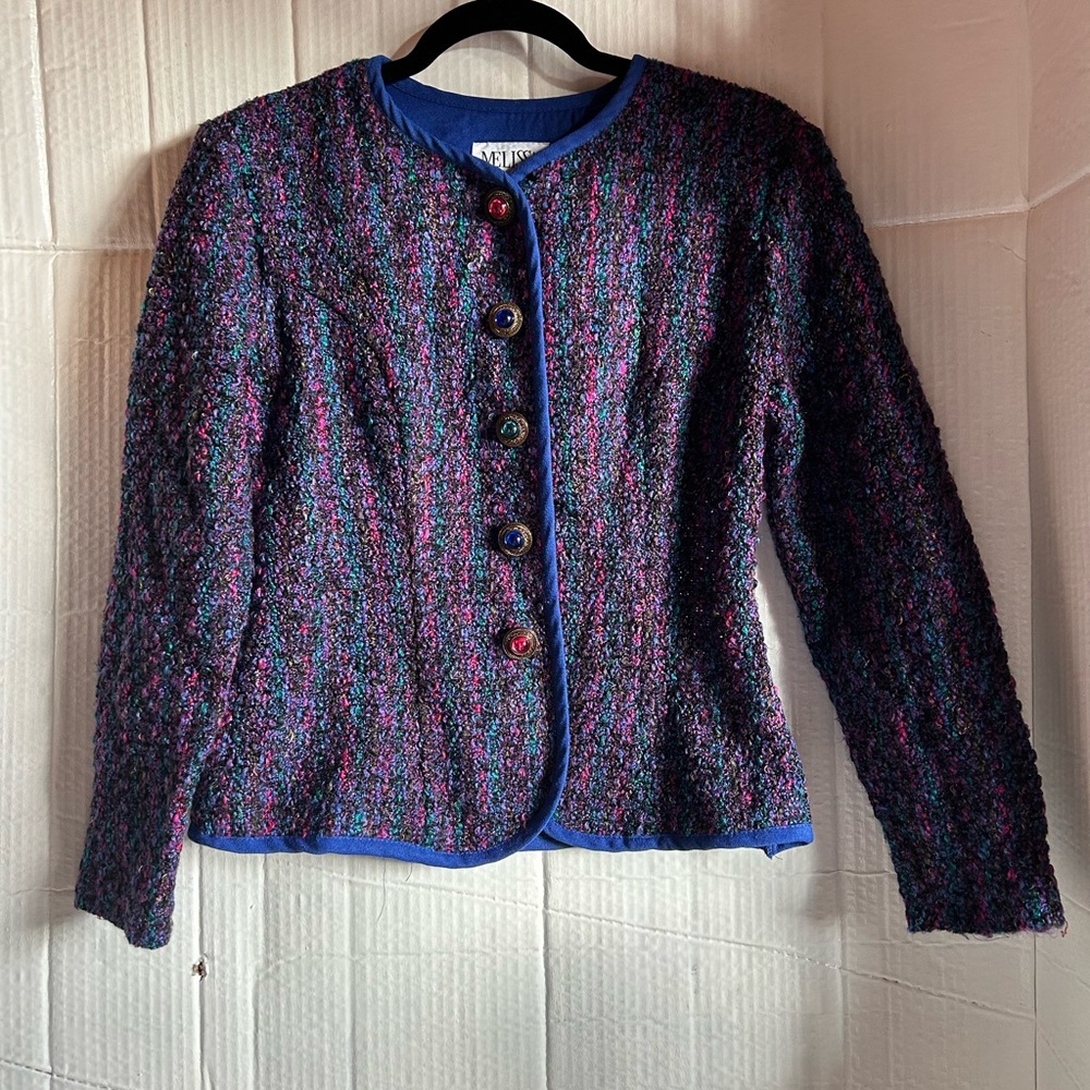 Multicolor Textured Button-Up Blazer - image 6